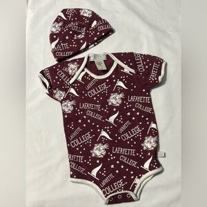 Lafayette College Maroon Baby Onesie and Hat Set Size 12 Months